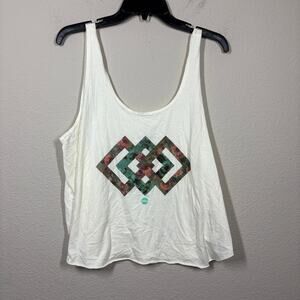 Eidon Large Diamond In The Rough Tank Top Ivory White Cotton Scoop Neck Swing